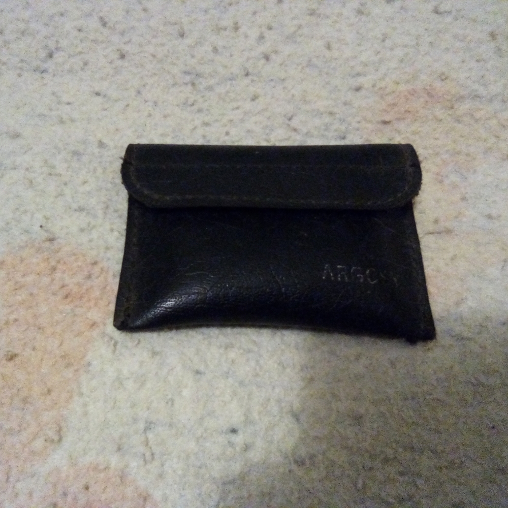 Vintage Argosy Small Black Leather Hearing Aids Pouch with Velcro Closure